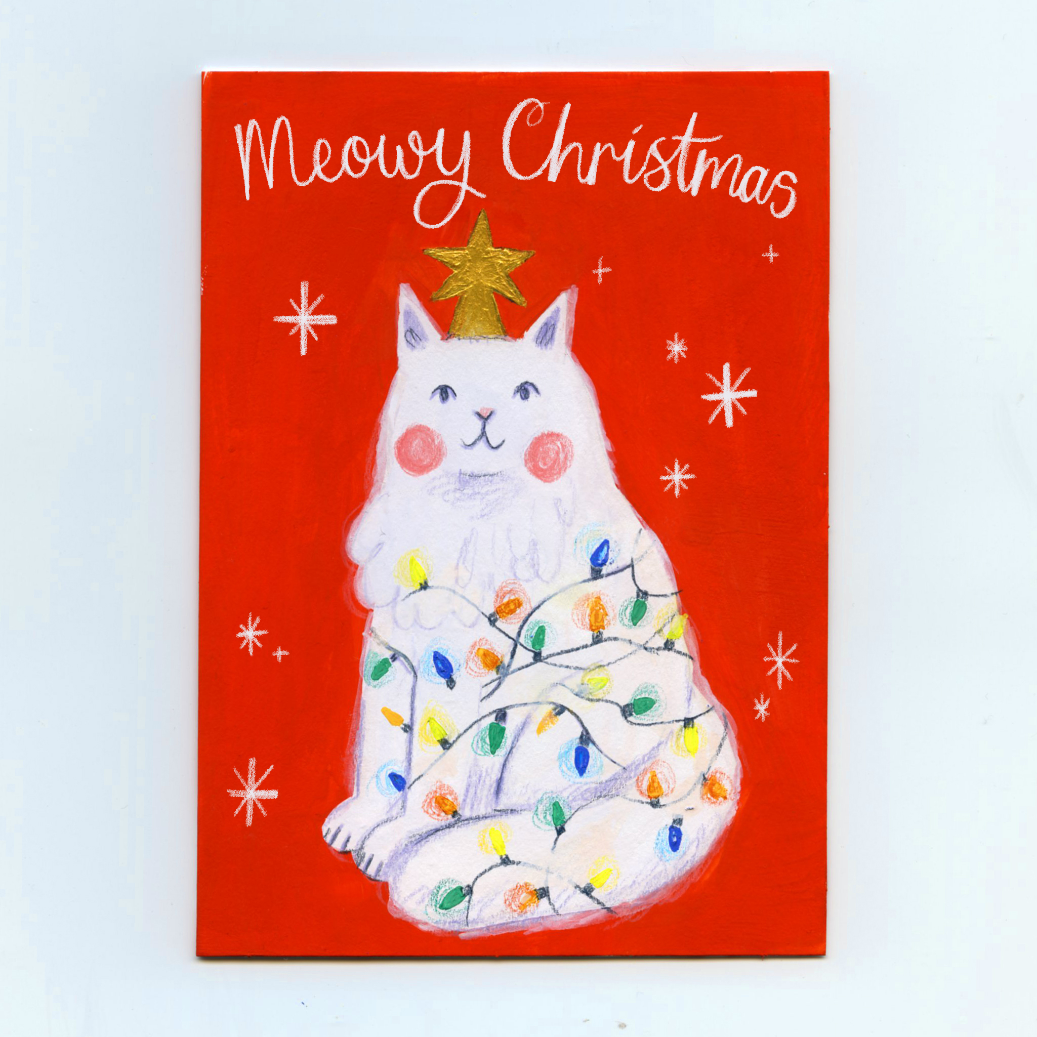 Meowy Christmas card by Izzi Fitch